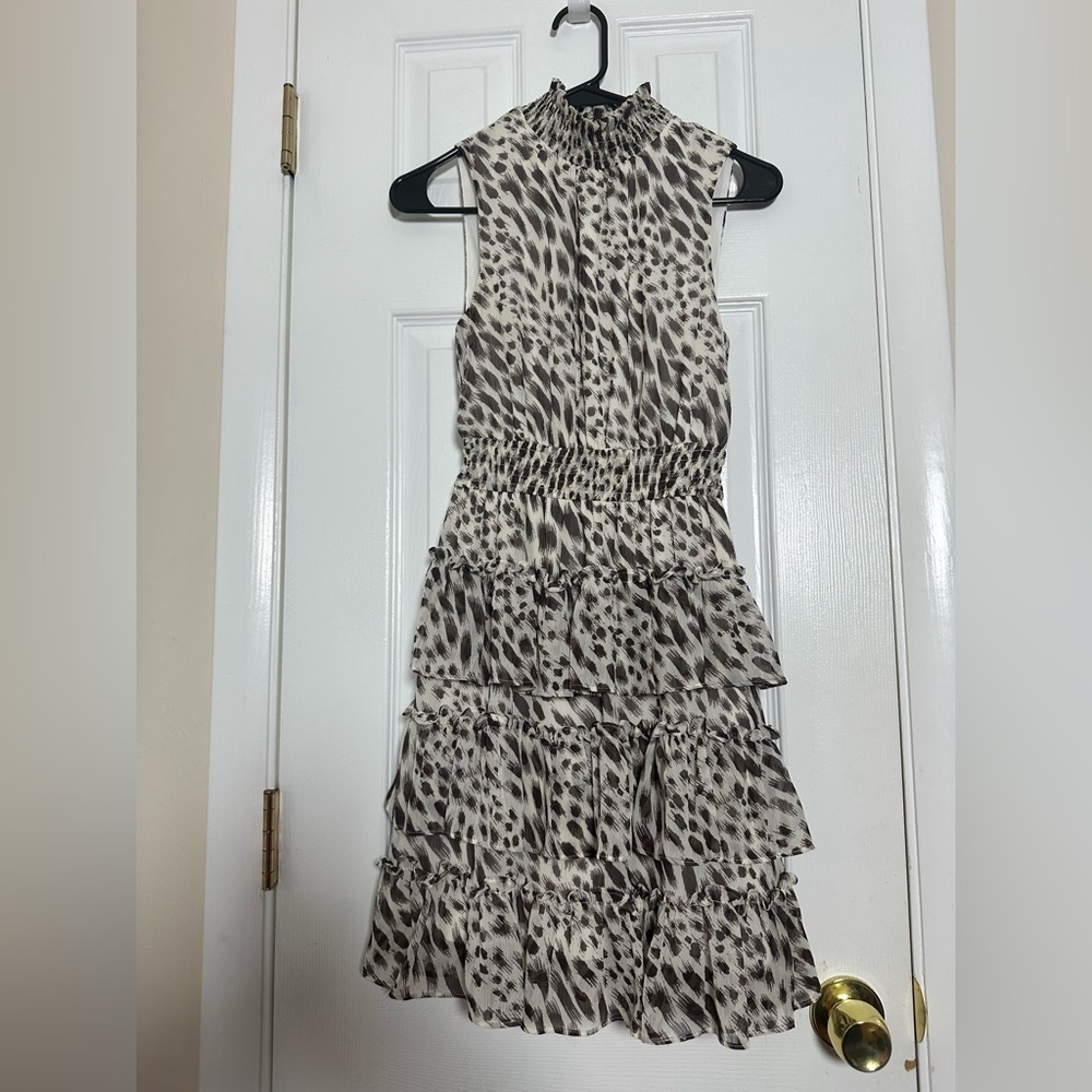Express Brown and Cream Patterned Dress Size XXS